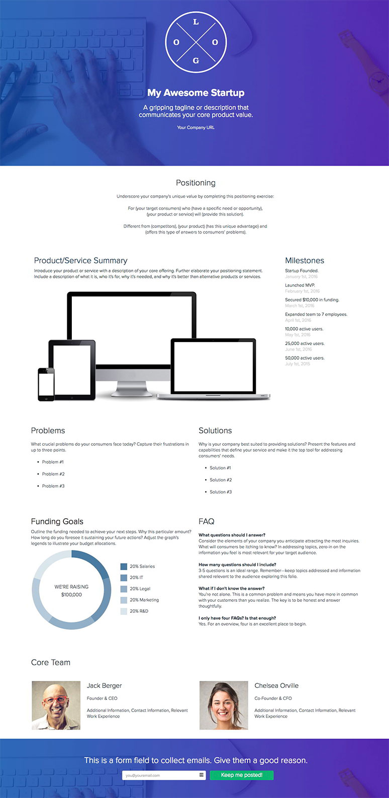 One Page Profile Template Doc from xtensio.com