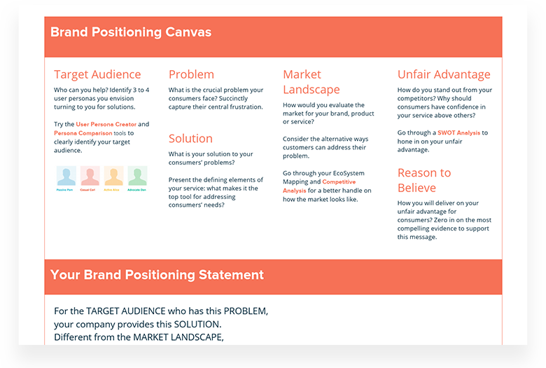 Brand Positioning Canvas Template