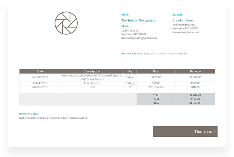 Invoice Template Example