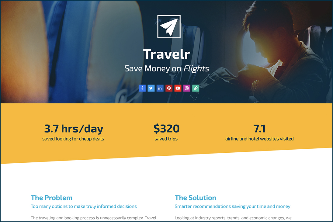Travel Startup One Pager Sample