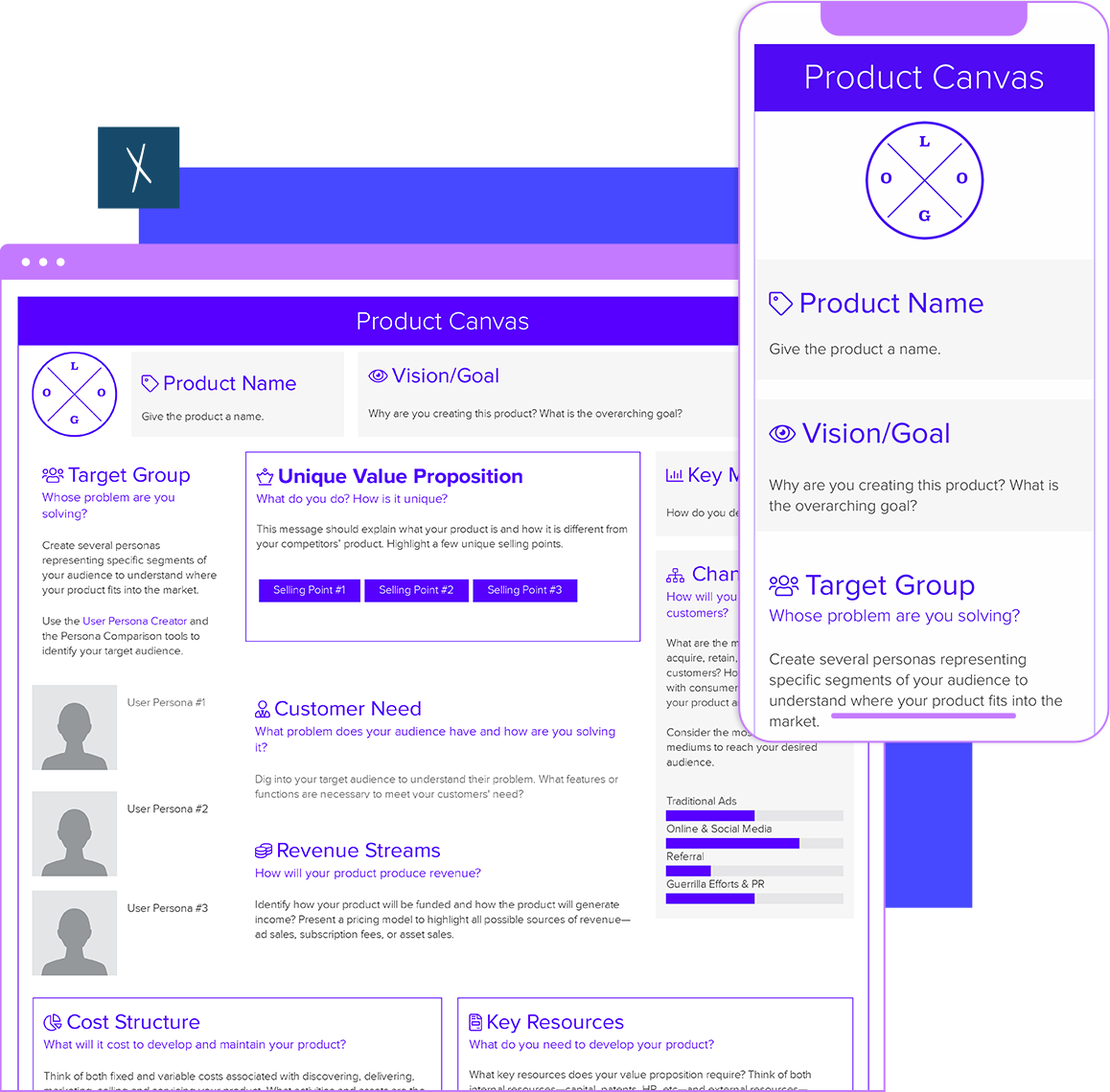 Product Canvas Template  | Desktop and Mobile Views
