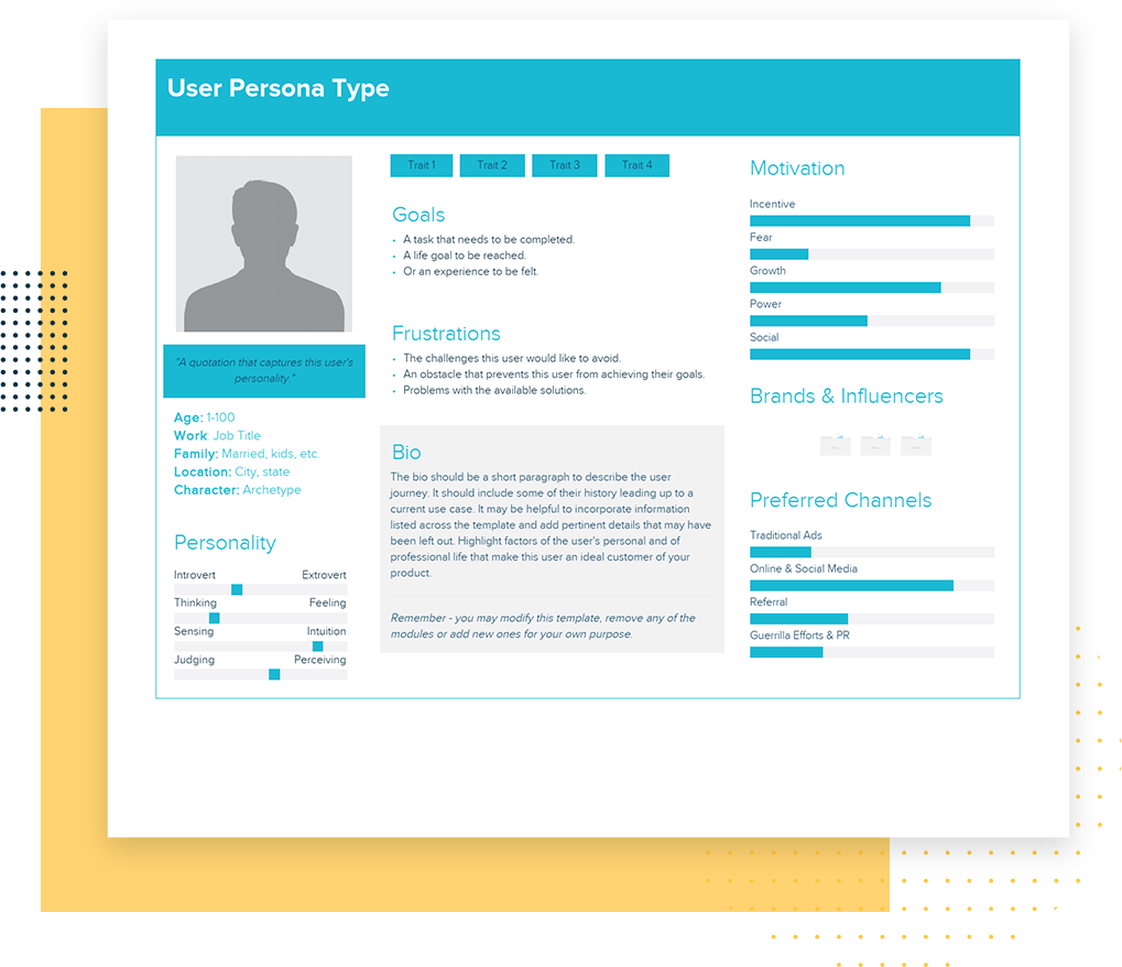 User Persona Template and Examples  Xtensio Within Customer Information Card Template