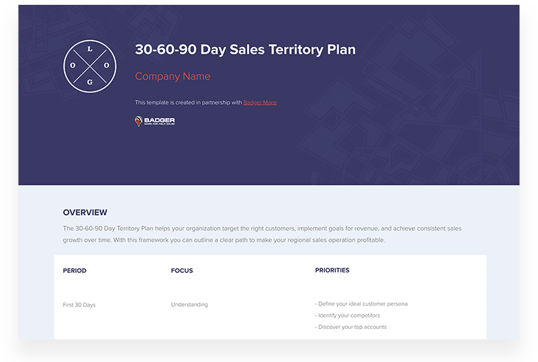 30-60-90 Day Sales Territory Plan Template