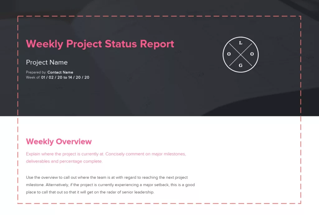 Create your status report header