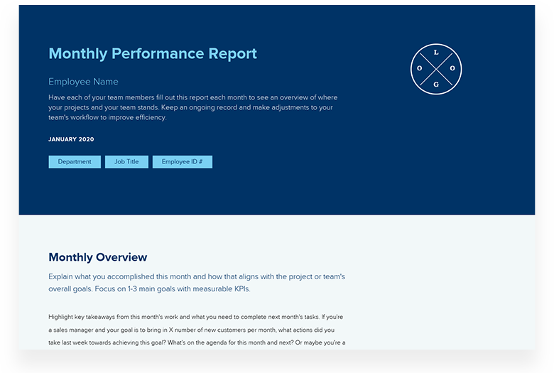 Monthly Performance Report Template