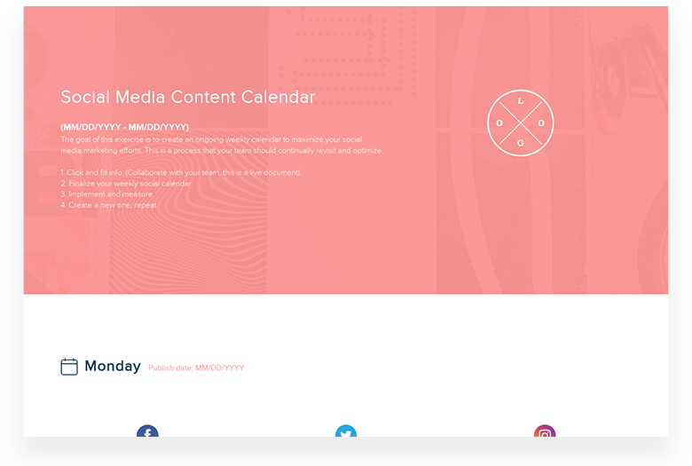 Social Media Content Calendar Template