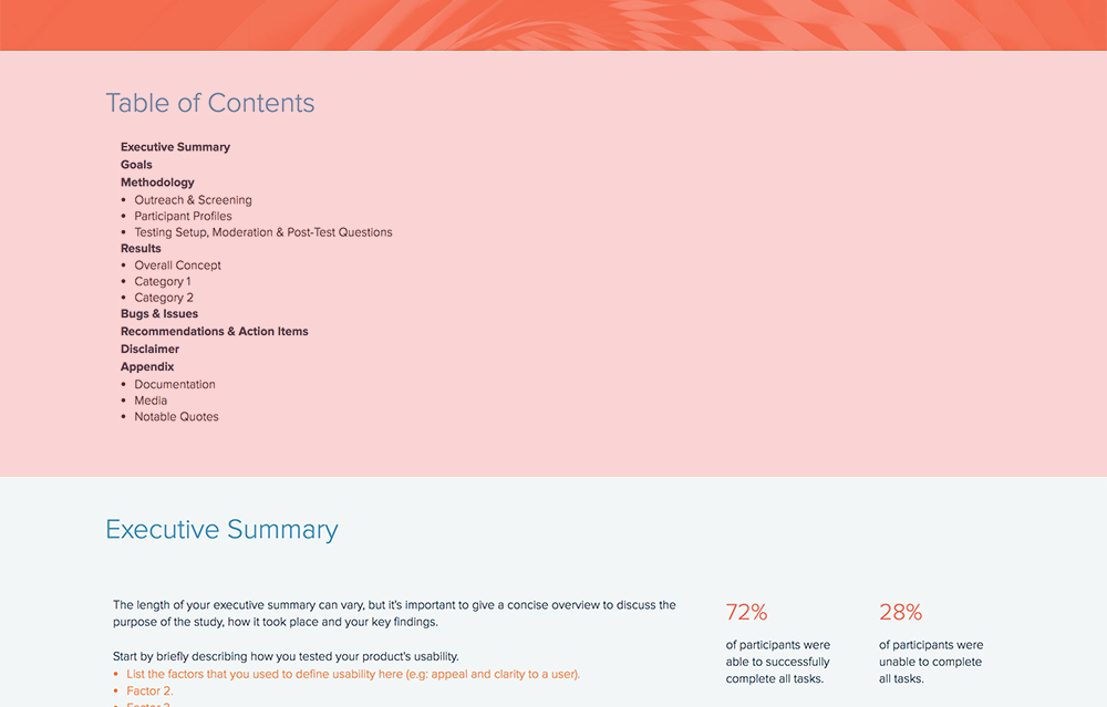 Table of Contents Usability Testing Report