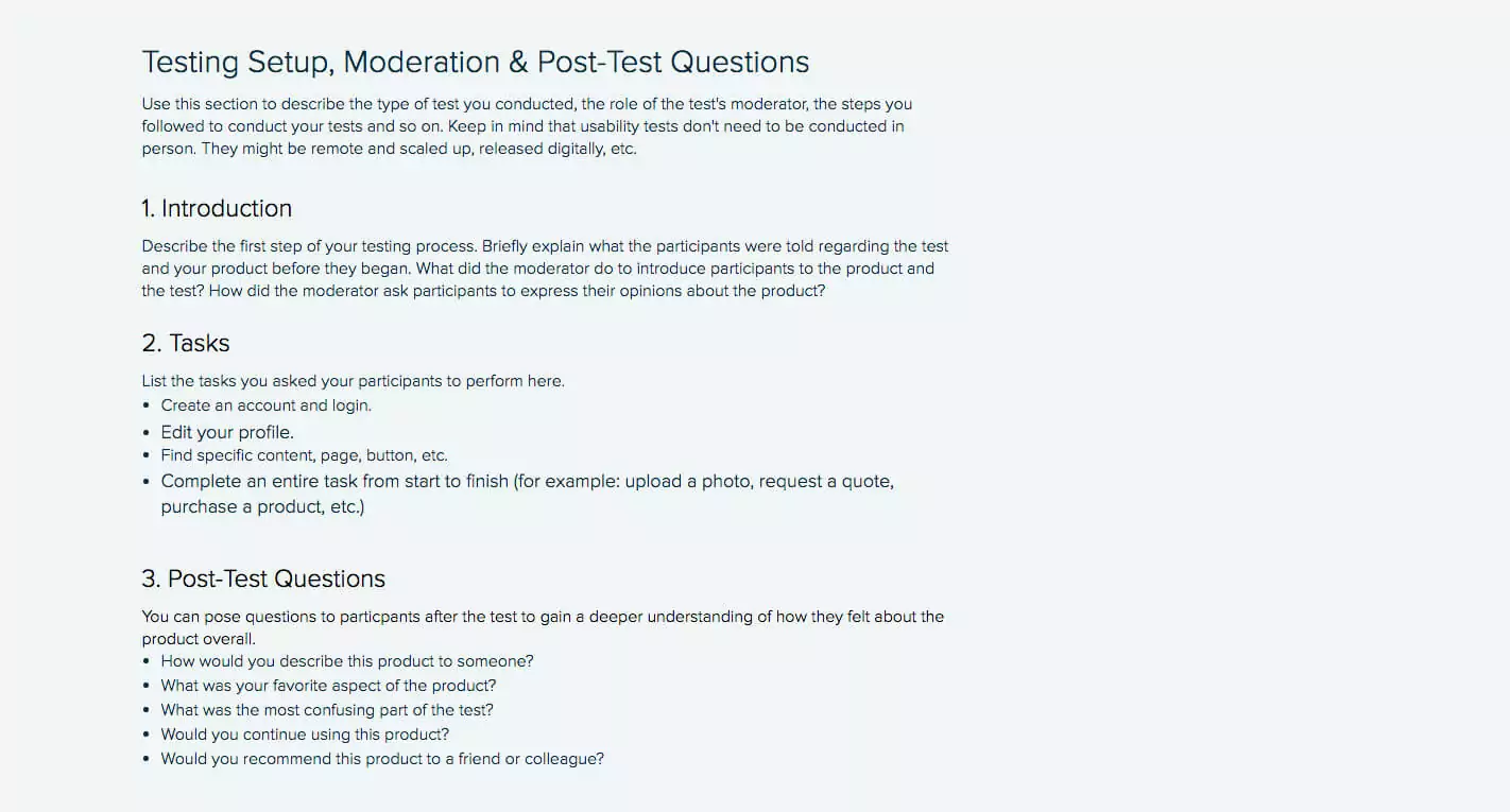 Testing Setup, Moderation &Amp; Post Test Questions