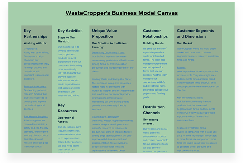 environmental company business model canvas example