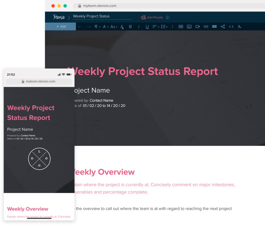 Weekly Project Status Template Screenshot In Desktop And Mobile