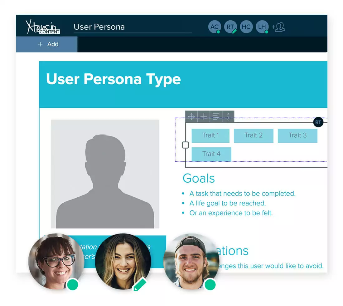 Detail View Of Xtensio´s User Persona Template For Marketeers With Focus On The Multiple Labels Module