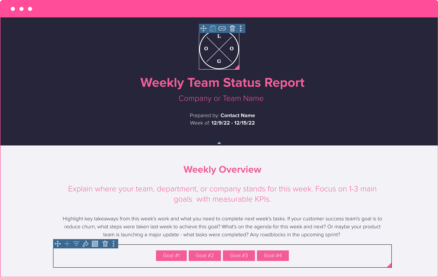 Create Your Team Status Report Header