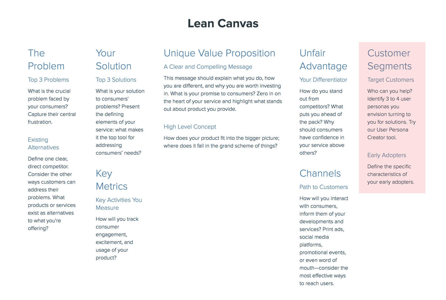 Lean Canvas: Customer Segments and Early Adopters