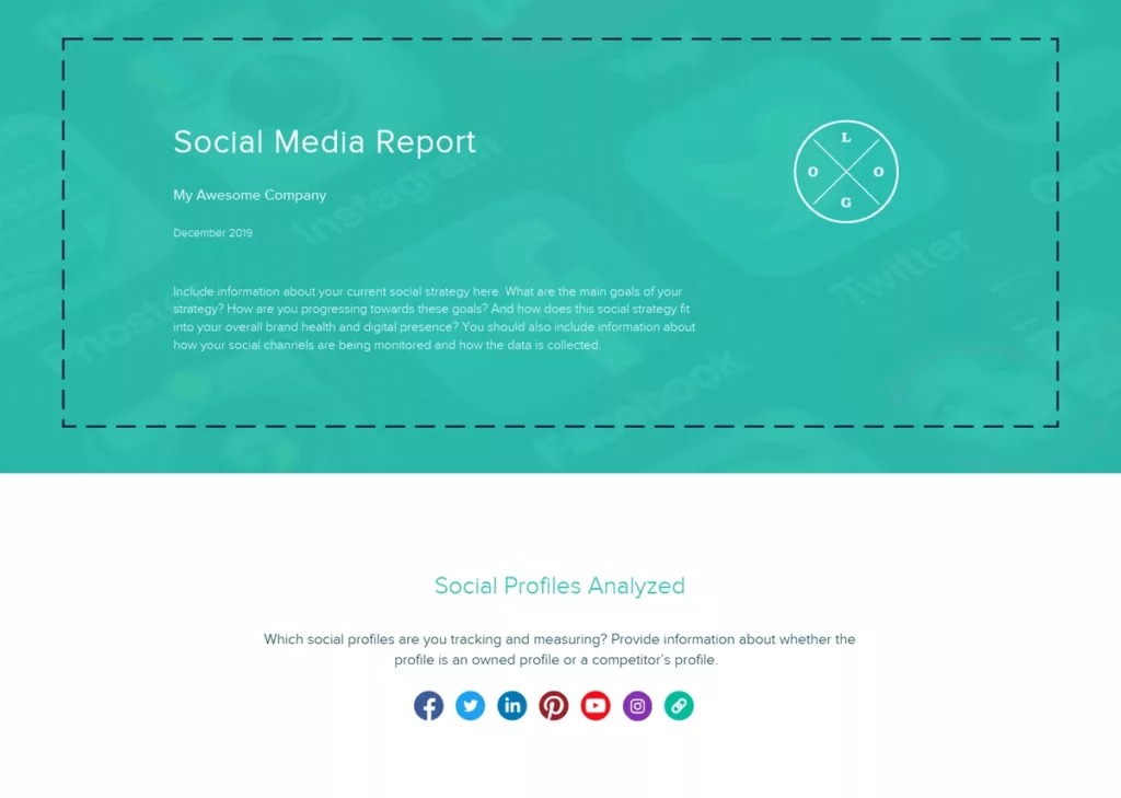 Create your social media report header and overview