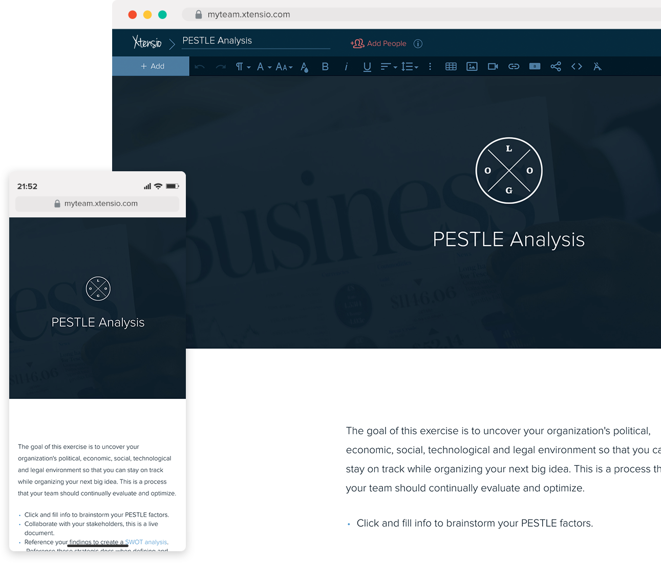 PESTLE Analysis Template Desktop and Mobile views