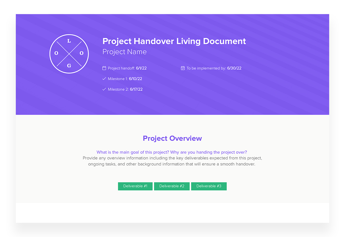 Project Handover Template