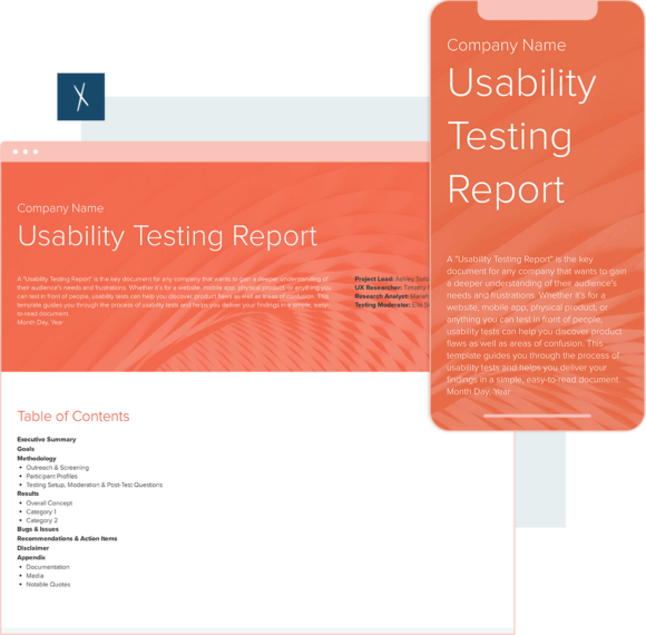 Usability Testing Report Template FREE Xtensio