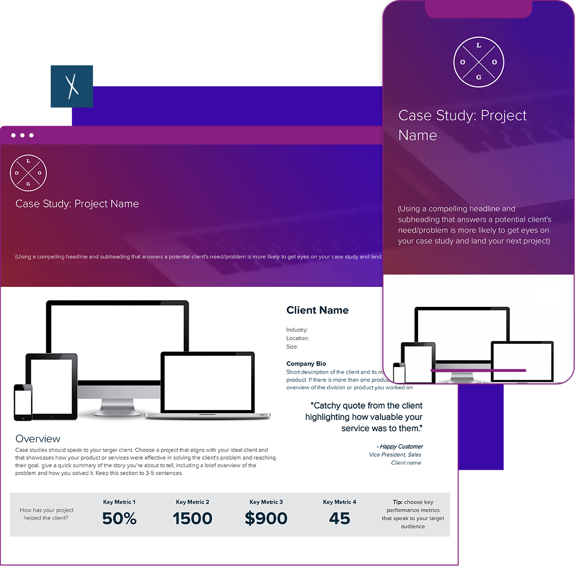 Case Study Template | Desktop And Mobile Views