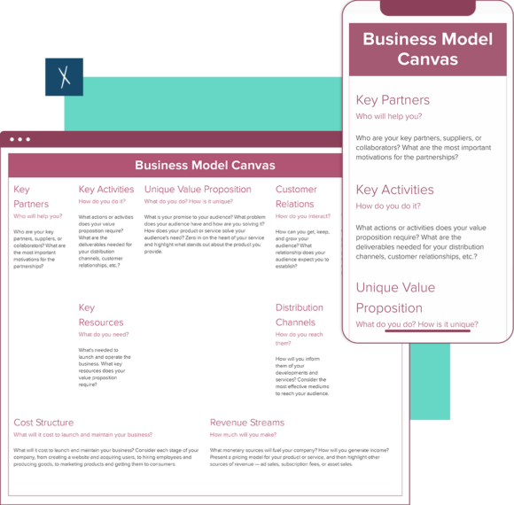 Business Model Canvas Template |  Desktop And Mobile Views