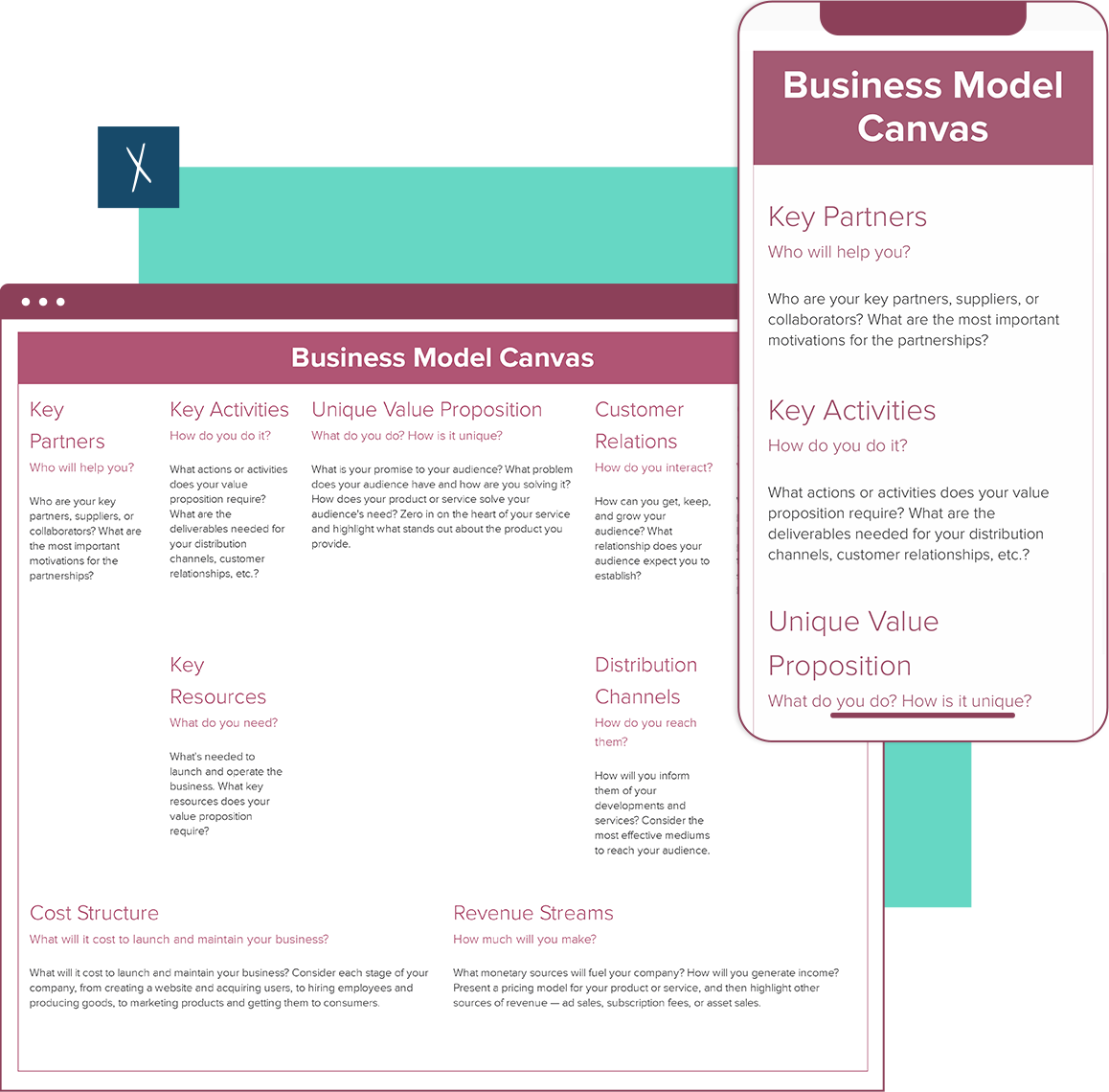 Business Model Canvas Template |  Desktop and Mobile Views