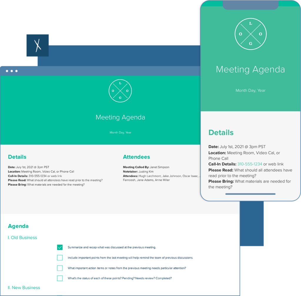 Meeting Agenda Template | Desktop And Mobile Views