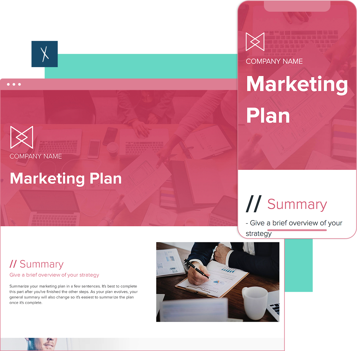 Marketing Plan Template  | Desktop and Mobile Views