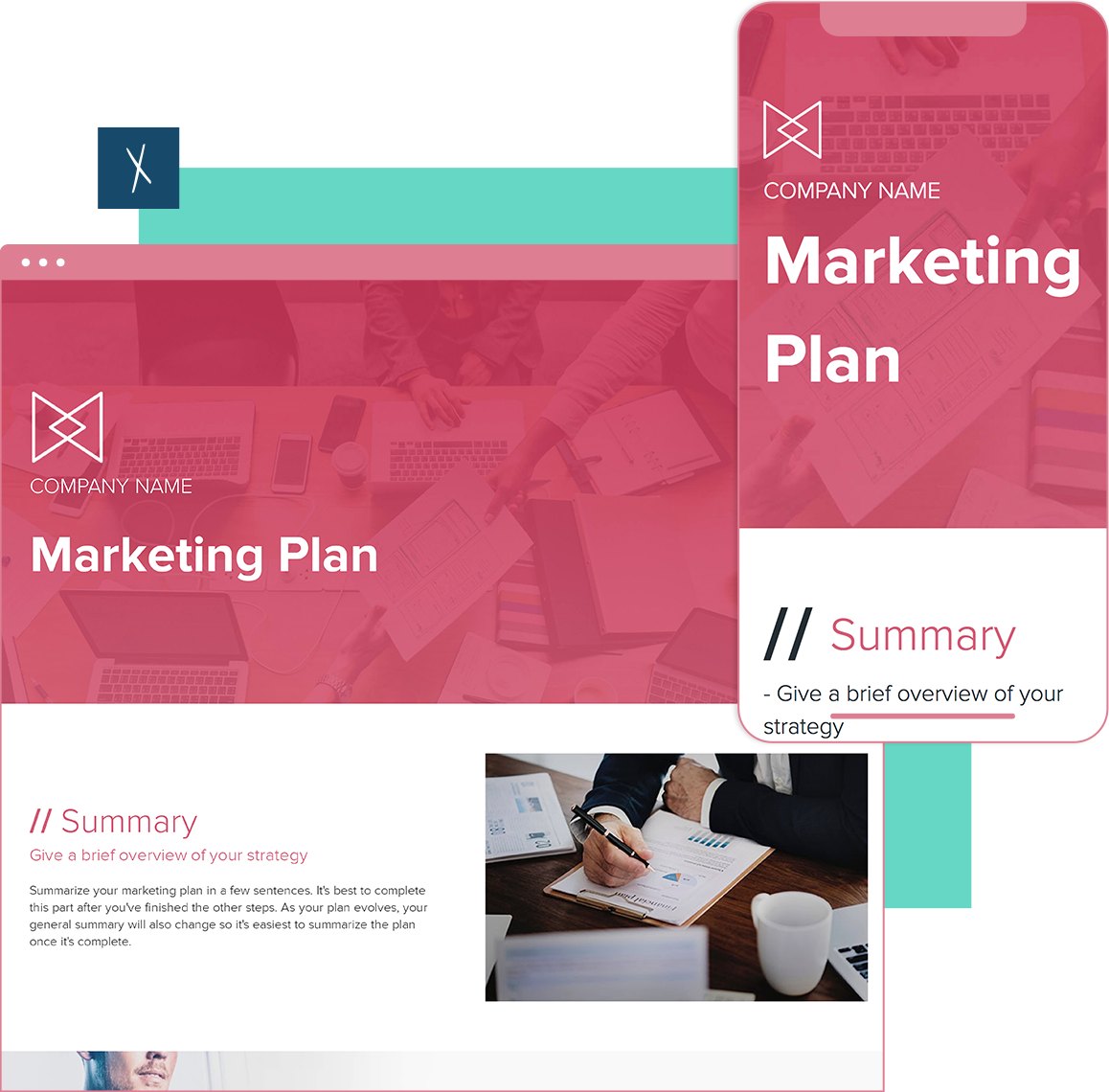 Marketing Plan Template  | Desktop And Mobile Views