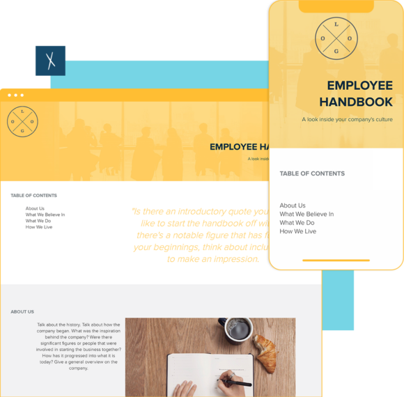 Employee Handbook Template  | Desktop And Mobile Views