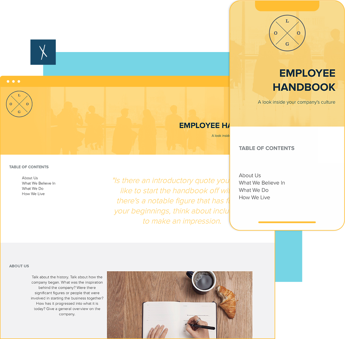Employee Handbook Template  | Desktop and Mobile Views