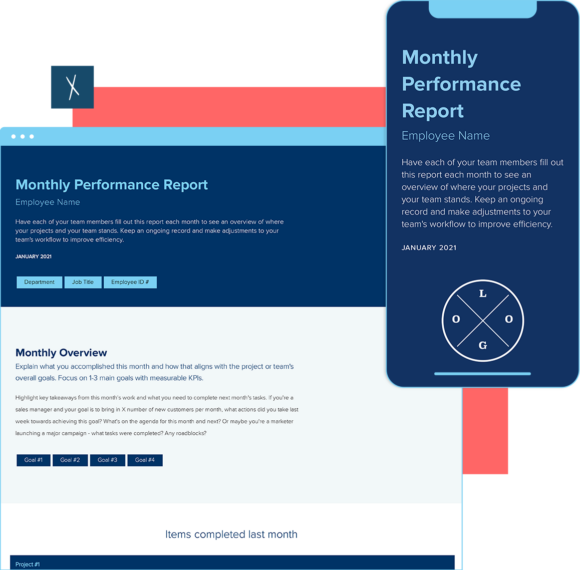 Monthly Performance Report Template  | Desktop And Mobile Views