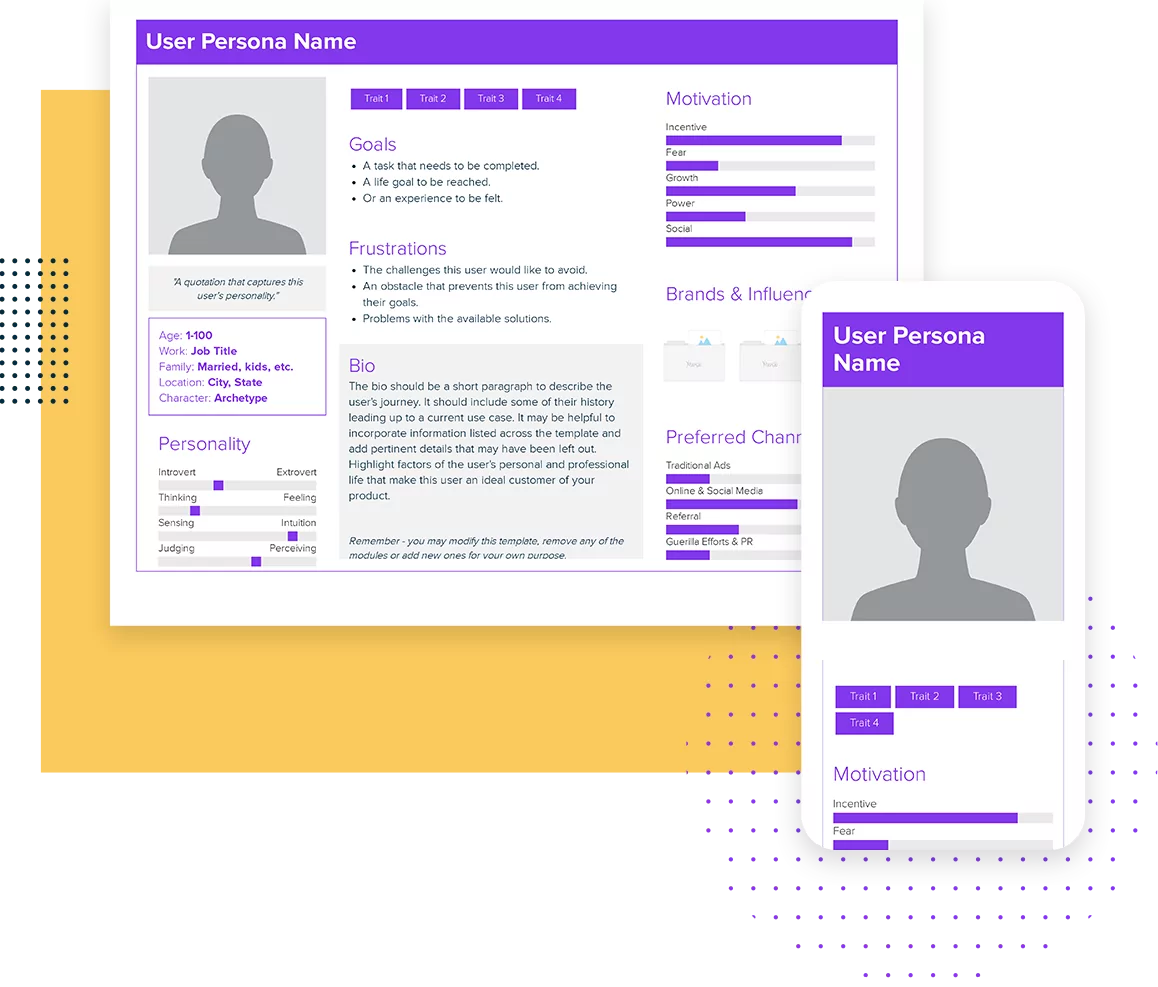 User Persona Template | Desktop And Mobile Views
