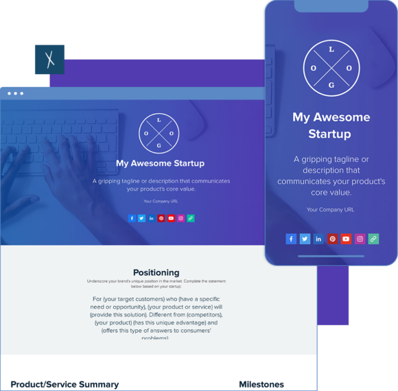 Startup One Pager | Desktop And Mobile Views