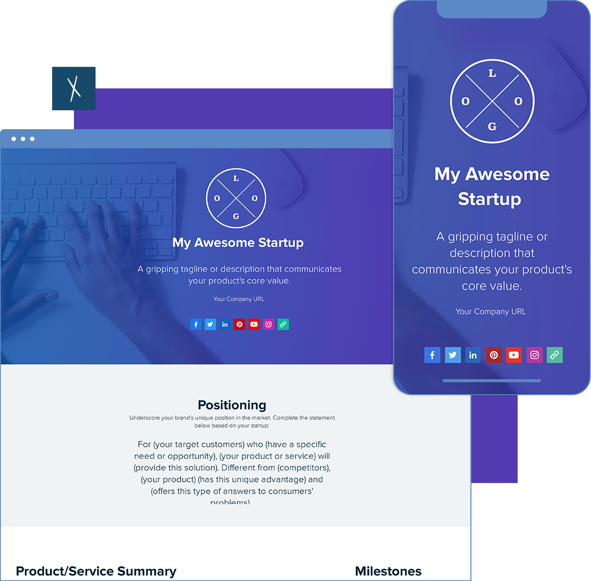 Startup One Pager | Desktop and Mobile Views