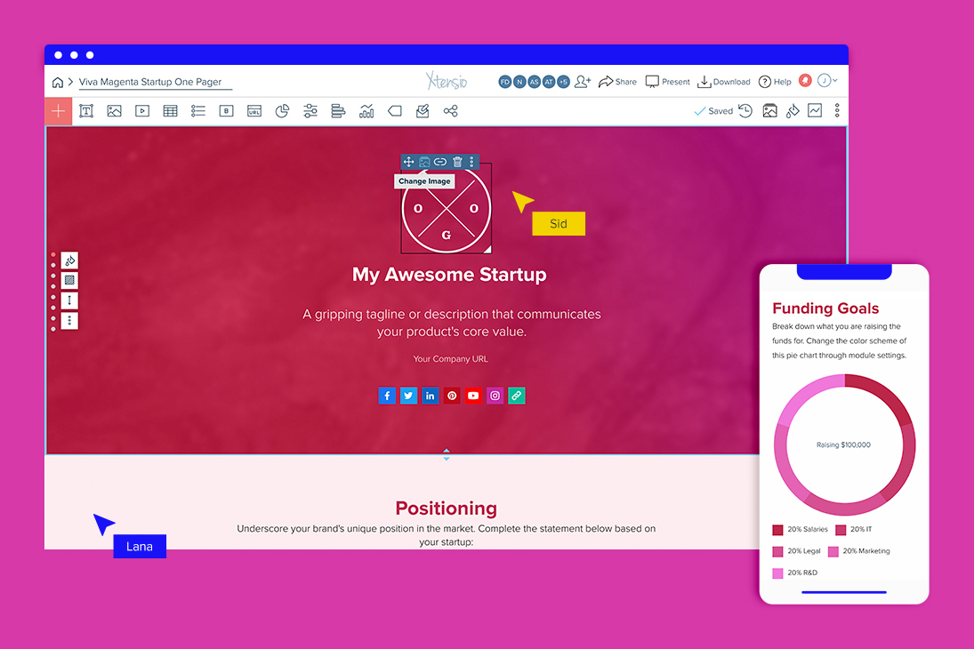 Startup One Pager In Viva Magenta Template