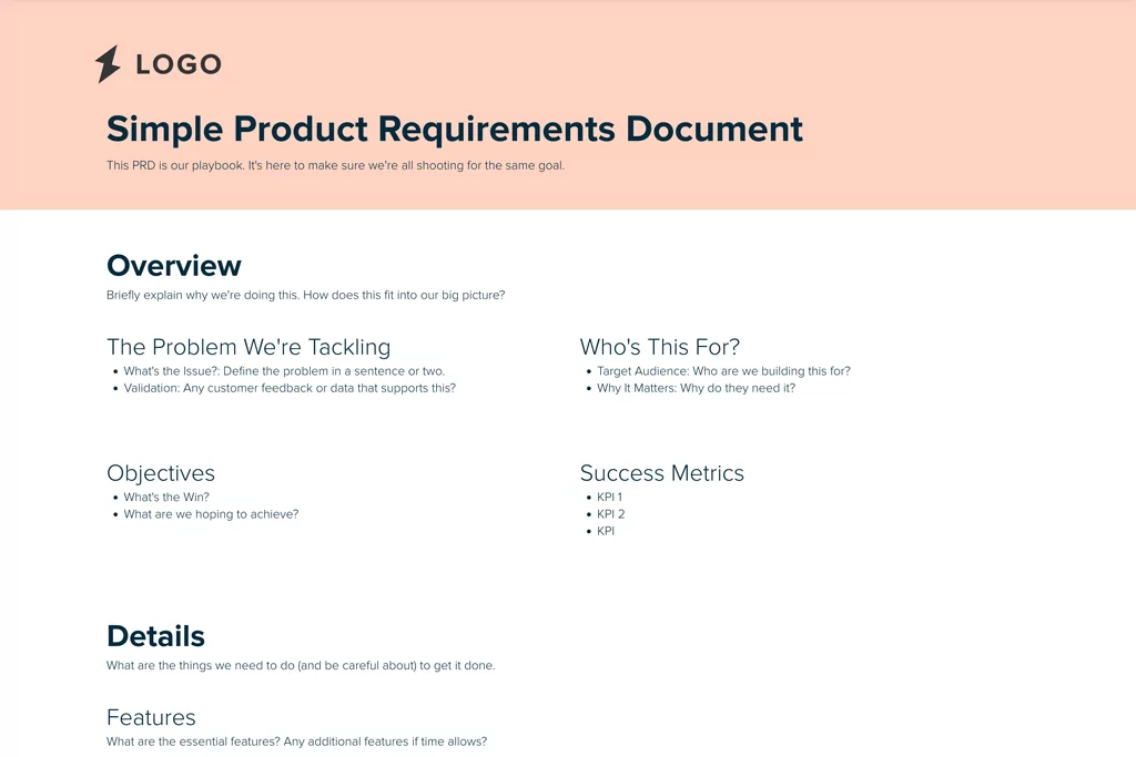 Simple Product Requirements Document Template Thumbnail