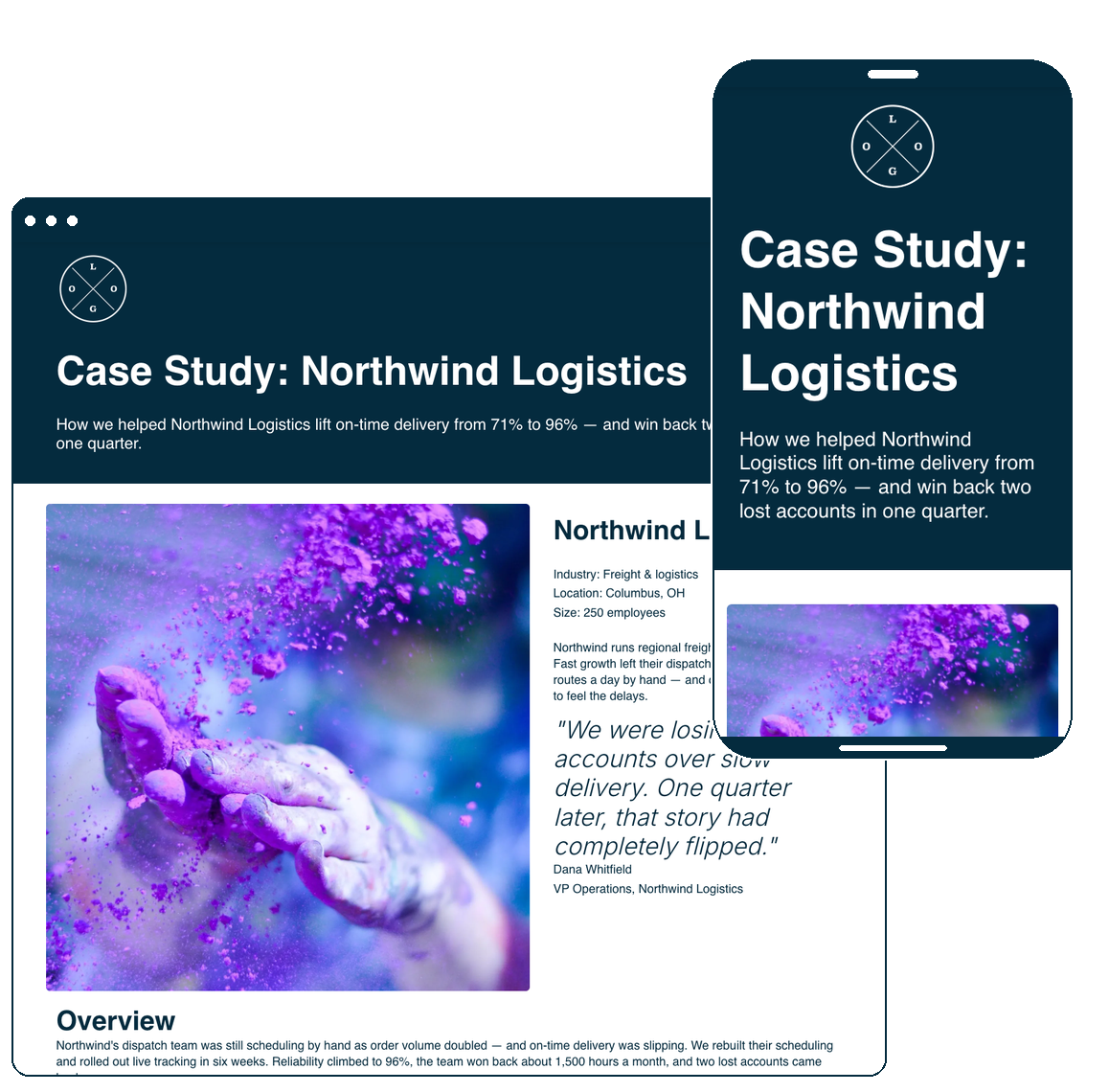Case Study Template | Desktop And Mobile Views